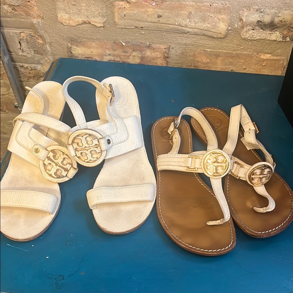 2 Pairs of Tory Burch Cream sandals